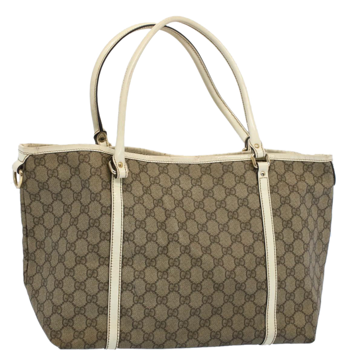 Luxury Gucci GG Supreme Tote Bag PVC Leather Beige 197953  54015