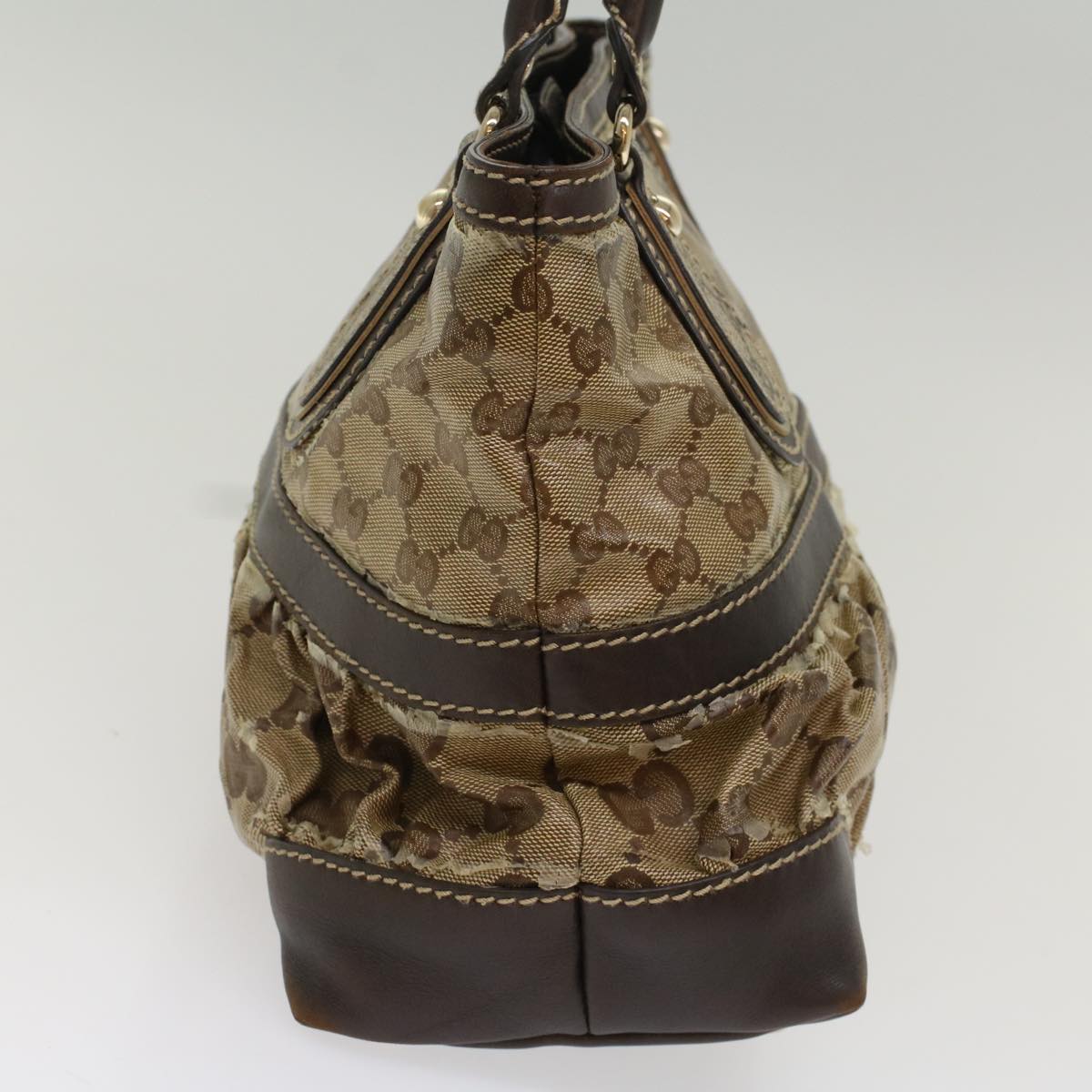 Luxury Gucci GG Crystal Hand Bag Leather Beige 223964  54016