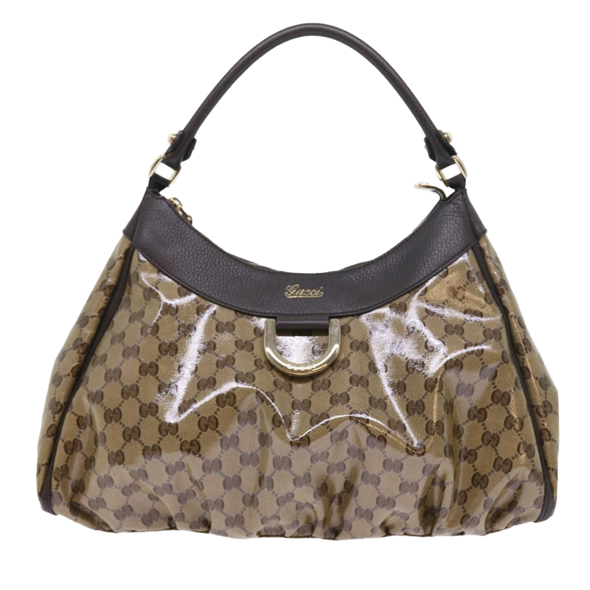 Luxury Gucci GG Crystal Shoulder Bag Leather Beige 327786  54114