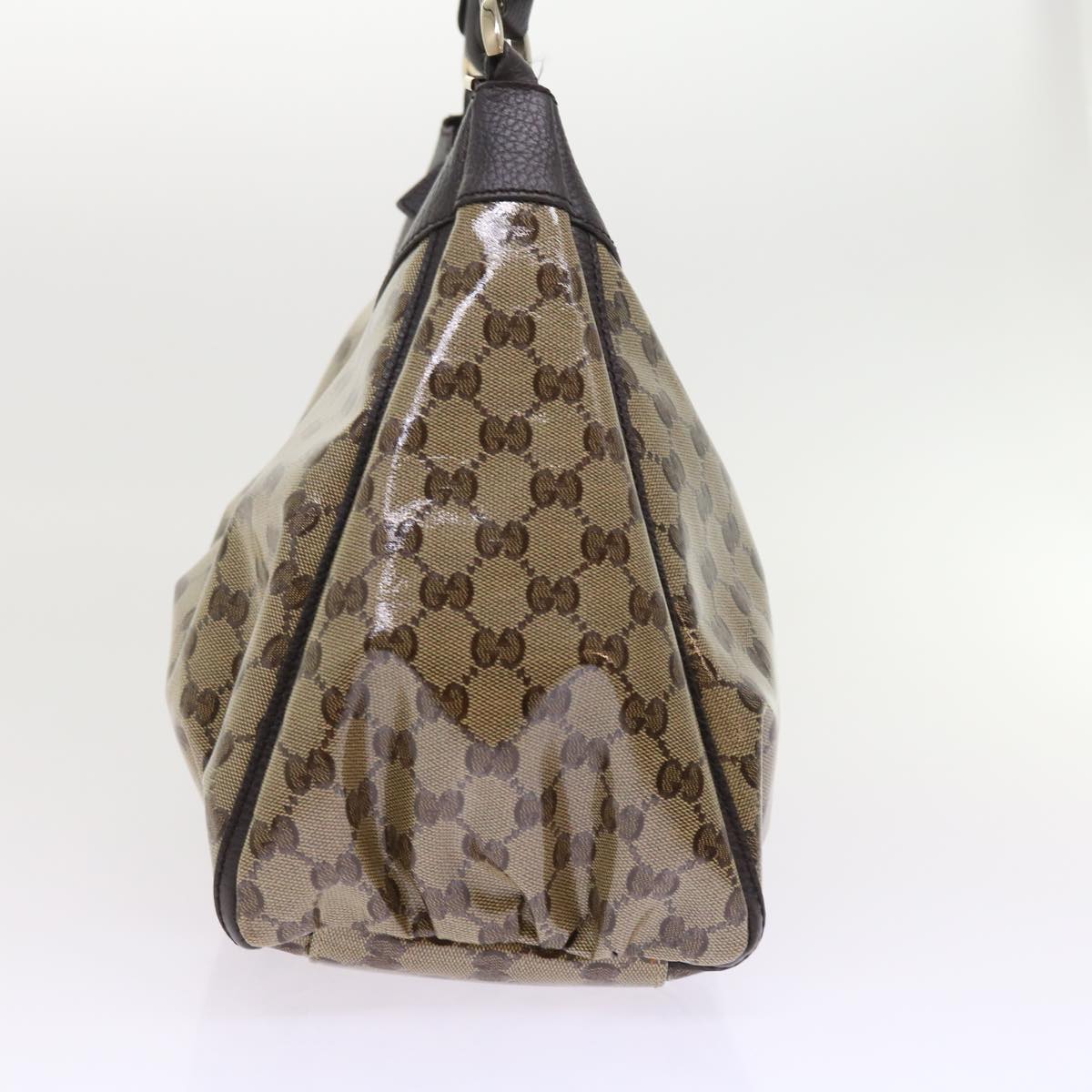 Luxury Gucci GG Crystal Shoulder Bag Leather Beige 327786  54114