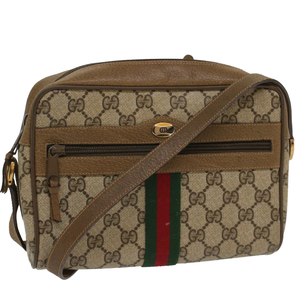Luxury Gucci GG Canvas Web Sherry Line Shoulder Bag Beige Red 68 02 004  54127