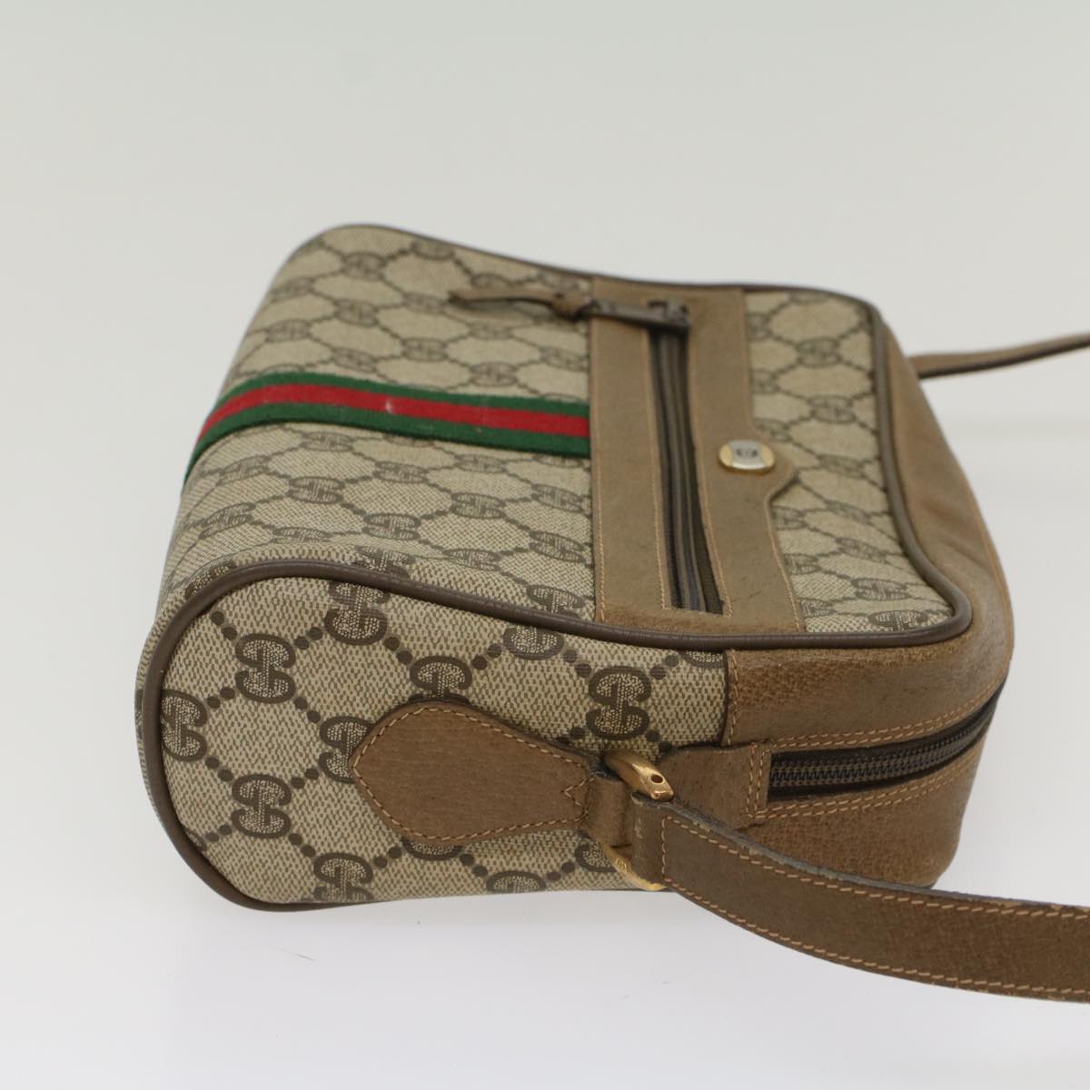 Luxury Gucci GG Canvas Web Sherry Line Shoulder Bag Beige Red 68 02 004  54127
