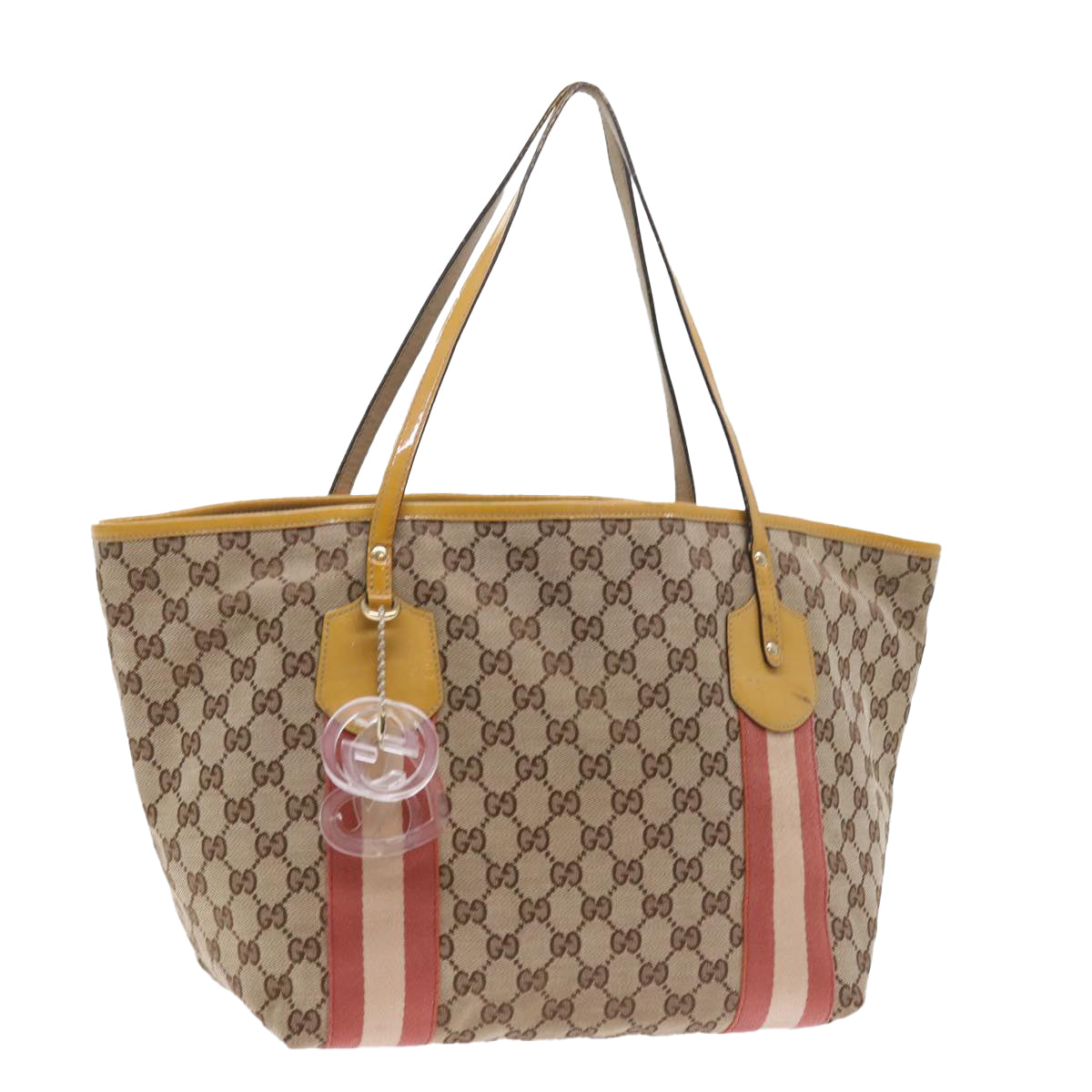 Luxury Gucci GG Canvas Sherry Line Tote Bag Beige Pink white 211970  54129