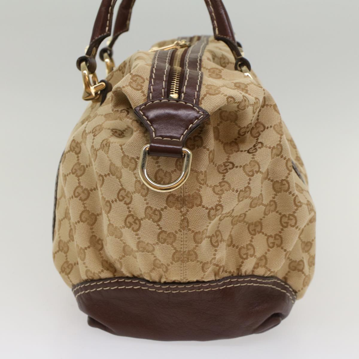 Luxury Gucci GG Canvas Hand Bag Leather Beige 189892  54132