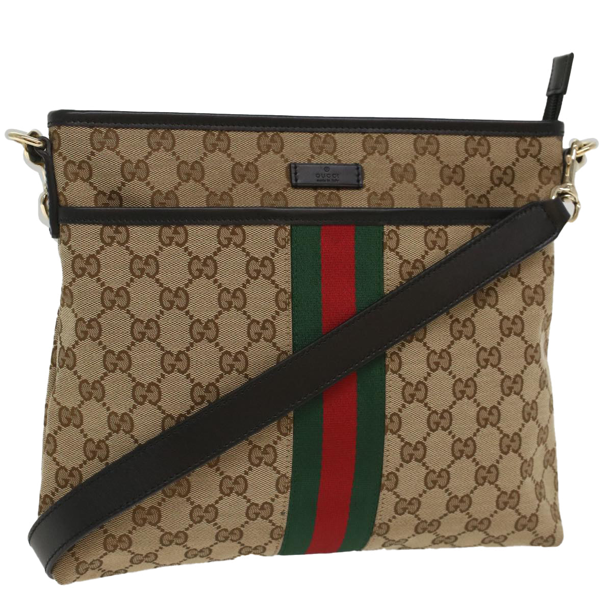 Luxury Gucci GG Supreme Web Sherry Line Shoulder Bag Beige Red Green 388926  54134
