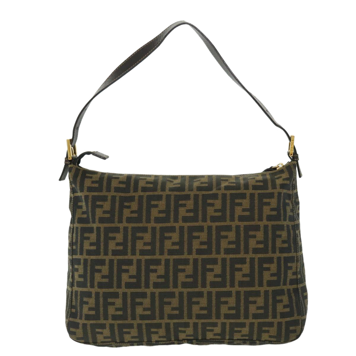Luxury FendiZucca Canvas Mamma Baguette Shoulder Bag Black Brown54169