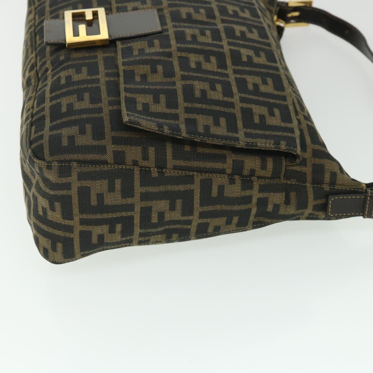 Luxury FendiZucca Canvas Mamma Baguette Shoulder Bag Black Brown54169