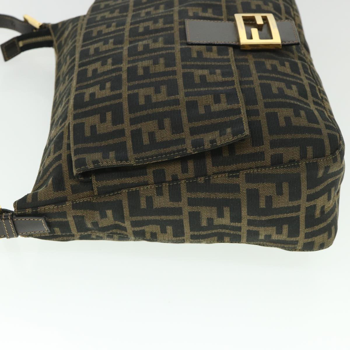 Luxury FendiZucca Canvas Mamma Baguette Shoulder Bag Black Brown54169