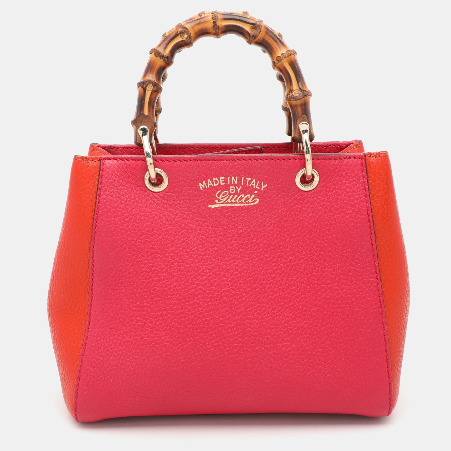 Luxury Gucci Trending 2025 Pink/Orange Leather Mini Bamboo Tote