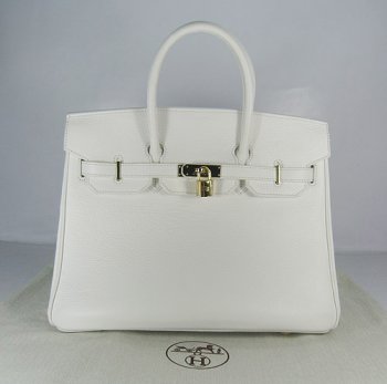 Luxury Hermes Birkin 35cm Togo Leather Handbags White Gold