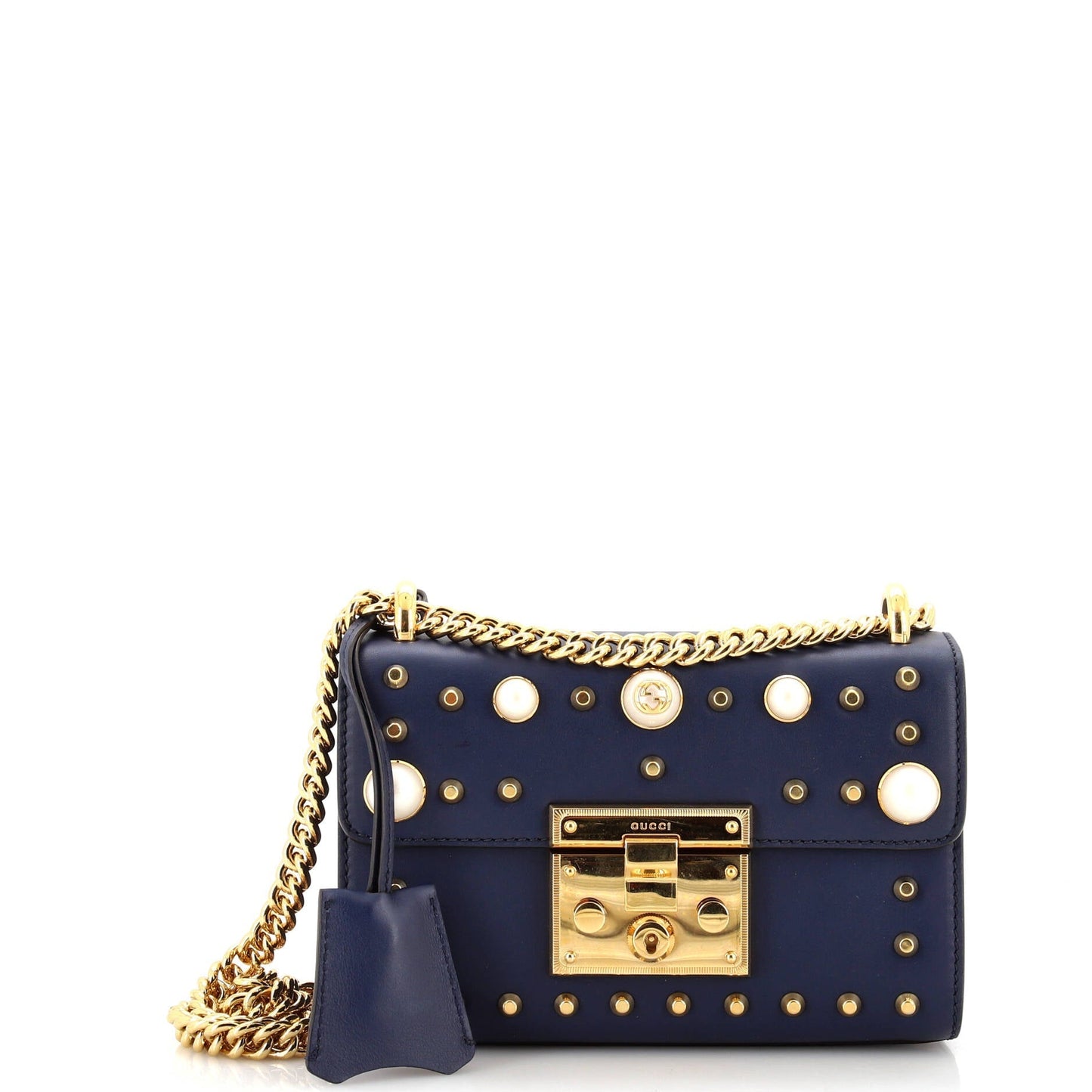 Luxury Gucci Trending 2025 Pearly Padlock Shoulder Bag Studded Leather Small