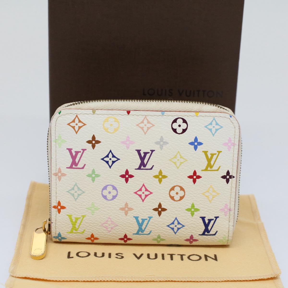 LOUIS VUITTON Monogram Multicolor Zippy Coin Purse White M66548 LV 54220