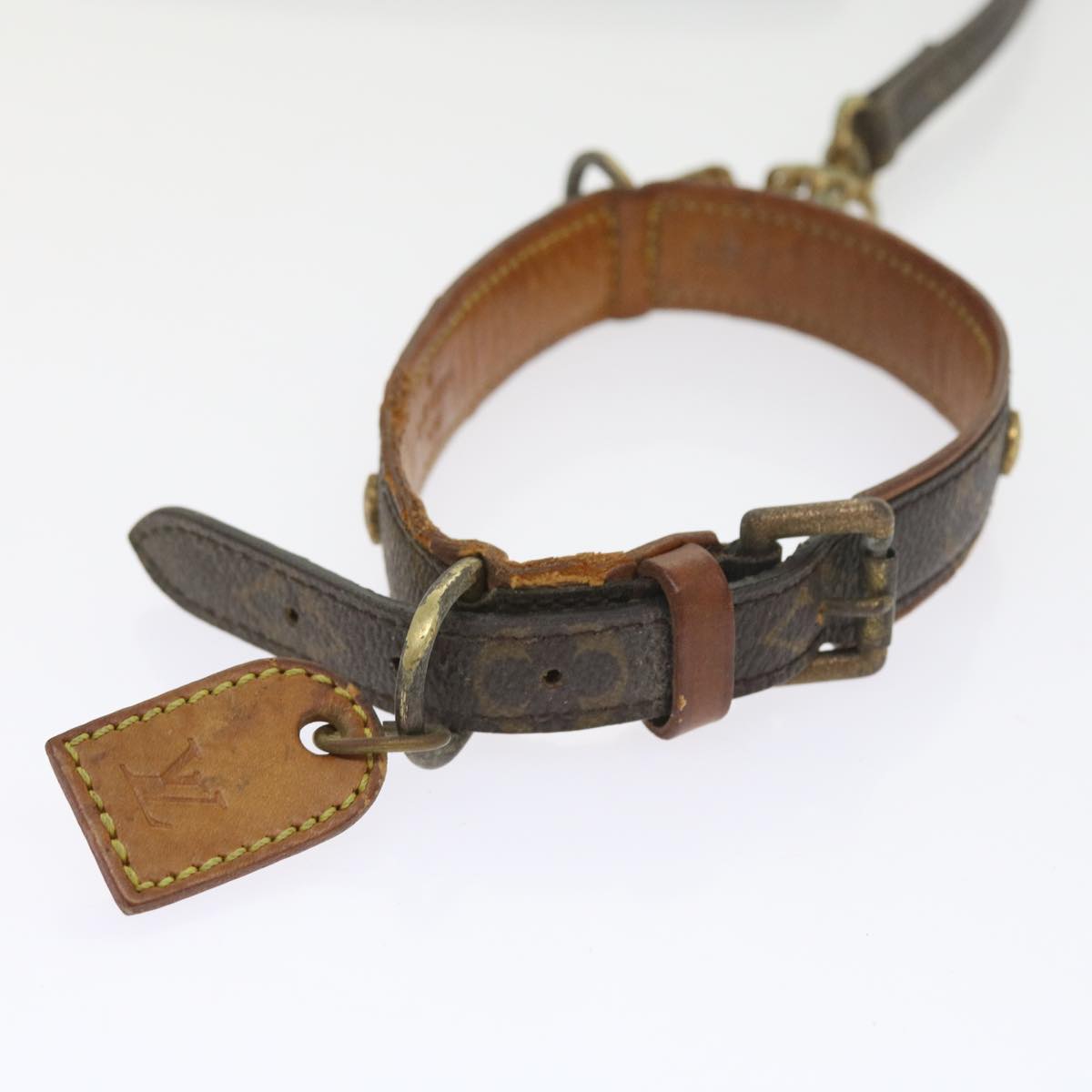 LOUIS VUITTON Monogram Less Baxter MM Collier Baxter Dog Leash 2Set 54225