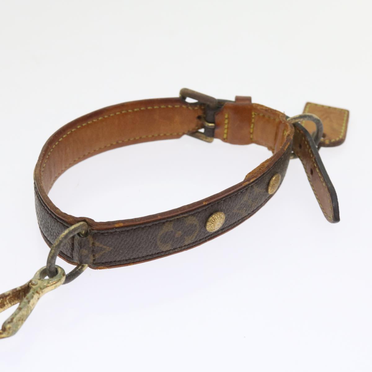 LOUIS VUITTON Monogram Less Baxter MM Collier Baxter Dog Leash 2Set 54225