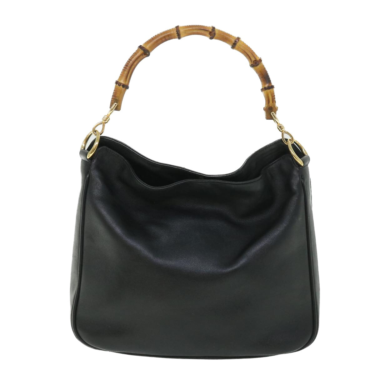 Luxury Gucci Bamboo Shoulder Bag Leather 2way Black  54322