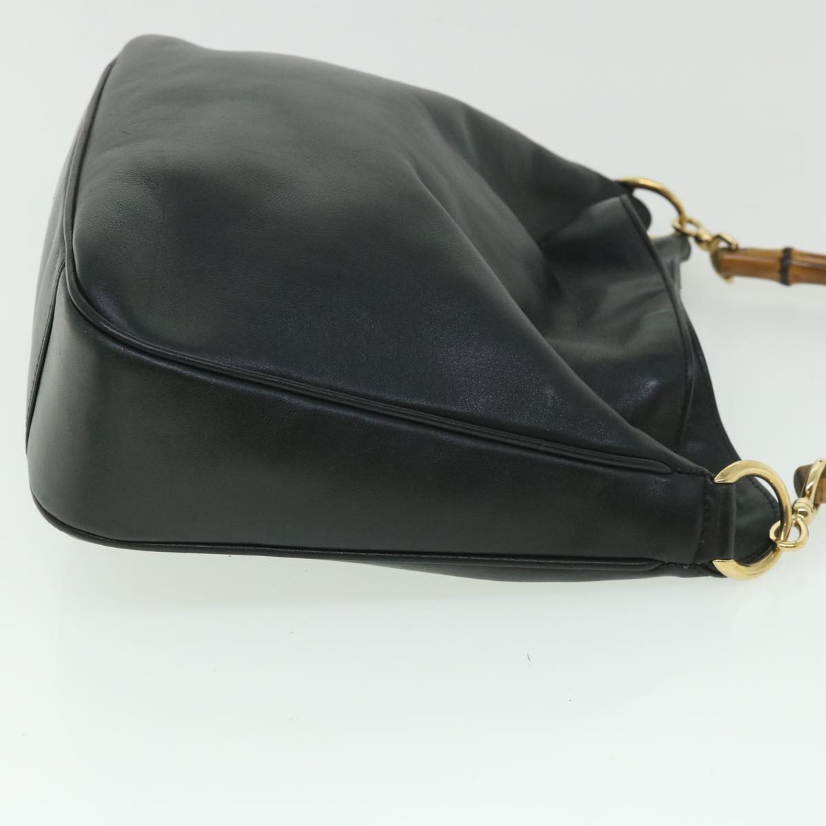 Luxury Gucci Bamboo Shoulder Bag Leather 2way Black  54322