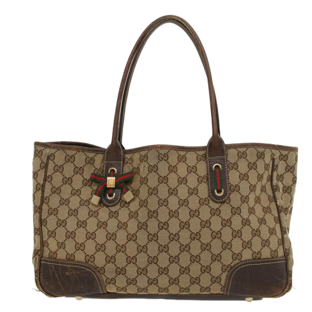 Luxury Gucci GG Canvas Web Sherry Line Tote Bag Beige Red Green 163805  54330