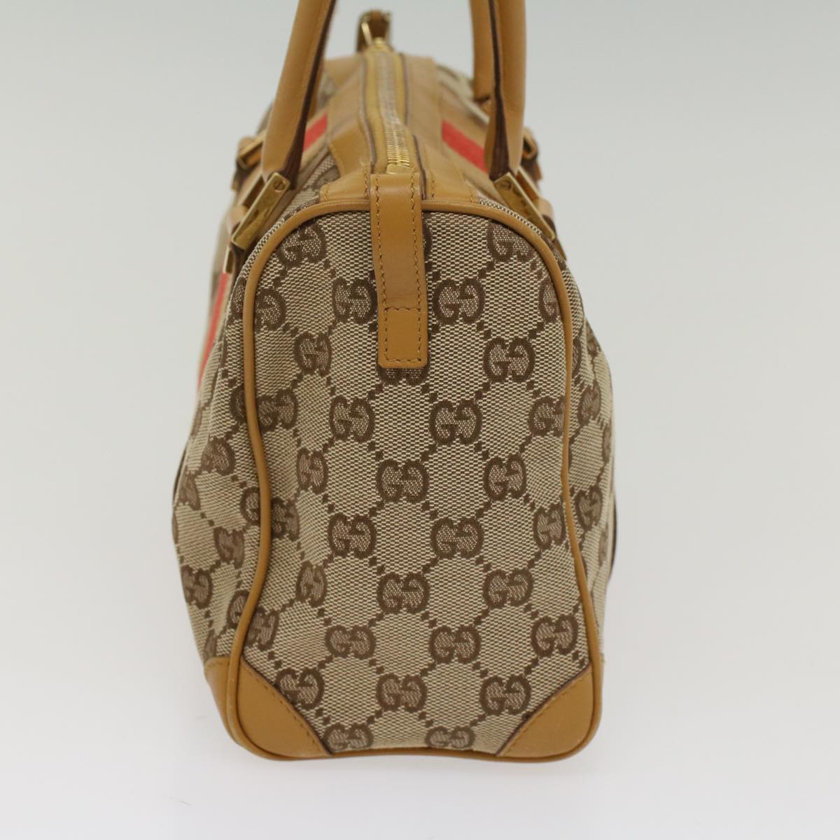 Luxury Gucci GG Canvas Sherry Line Hand Bag Beige Orange Brown  54332