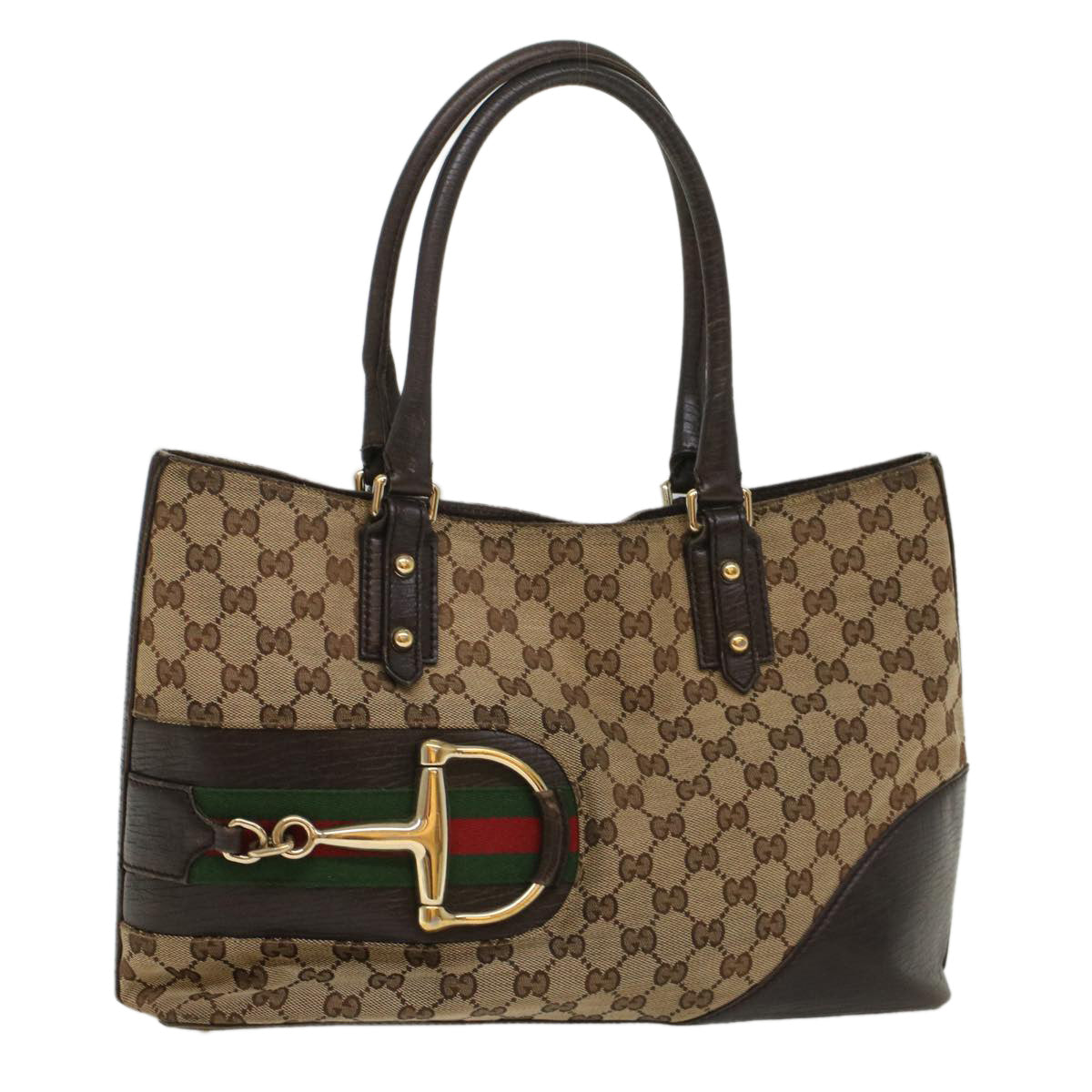 Luxury Gucci GG Canvas Web Sherry Line Tote Bag Beige Red Green 137385  54334