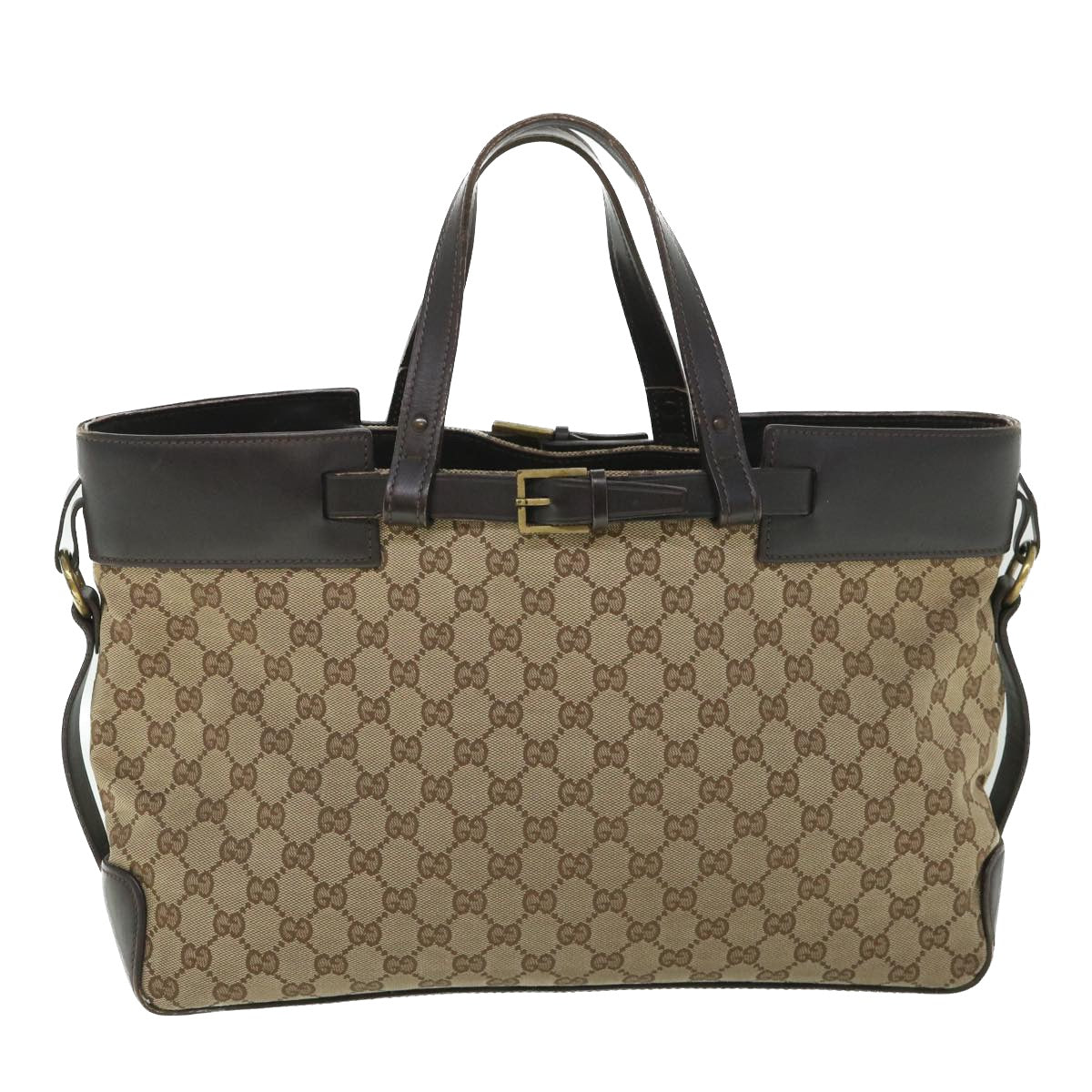 Luxury Gucci GG Canvas Hand Bag Leather Beige 106251  54335