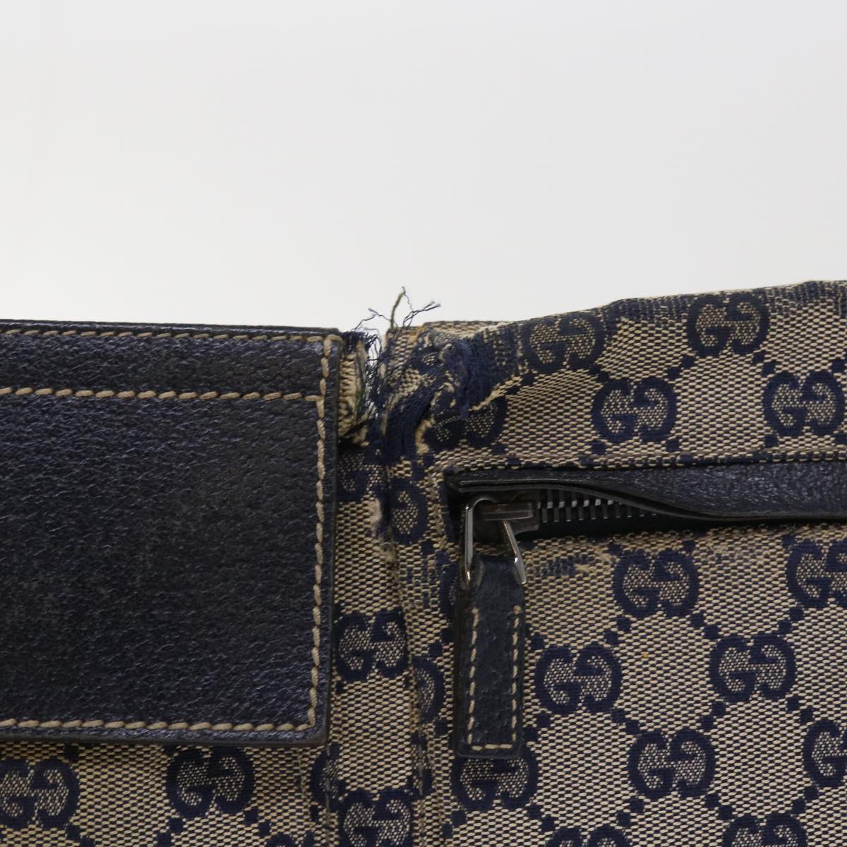 Luxury Gucci GG Canvas Shoulder Bag Leather Gray Navy Red  54355