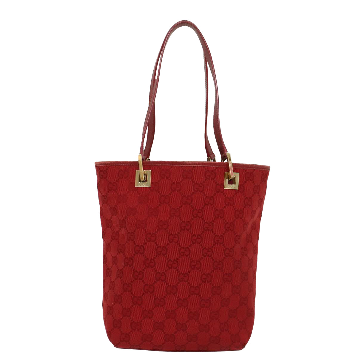 Luxury Gucci GG Canvas Tote Bag Leather Red  54426