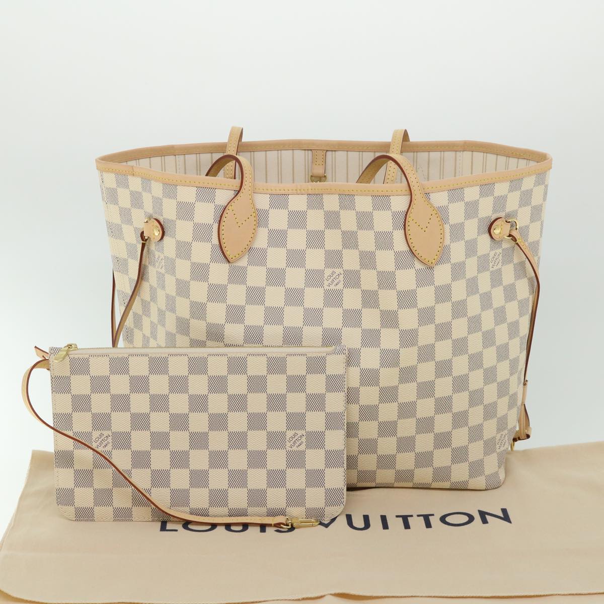 LOUIS VUITTON Damier Azur Neverfull MM Tote Bag N41605 LV 54444A