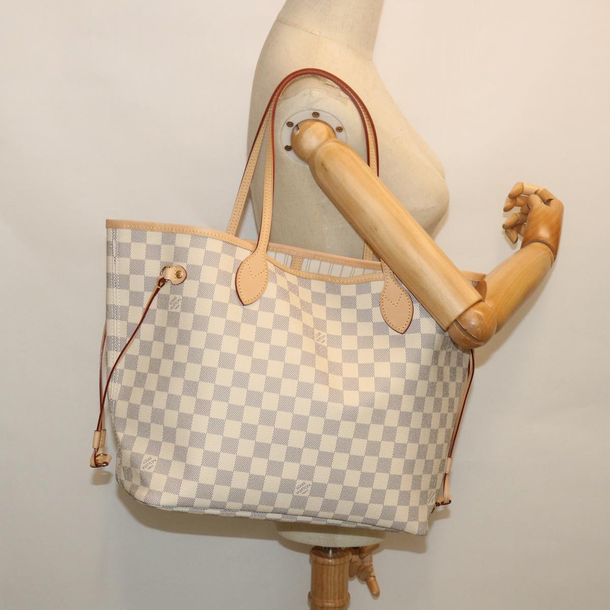 LOUIS VUITTON Damier Azur Neverfull MM Tote Bag N41605 LV 54444A