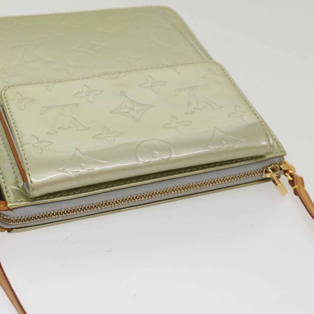 LOUIS VUITTON Monogram Vernis Motto Accessory Pouch Gris M91030 LV 54450