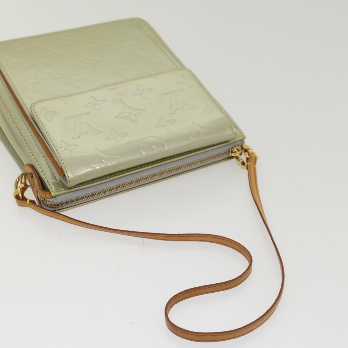 LOUIS VUITTON Monogram Vernis Motto Accessory Pouch Gris M91030 LV 54450