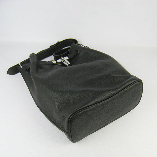 Luxury Hermes Nappa Leather Shoulder Bag H2804 black Silver