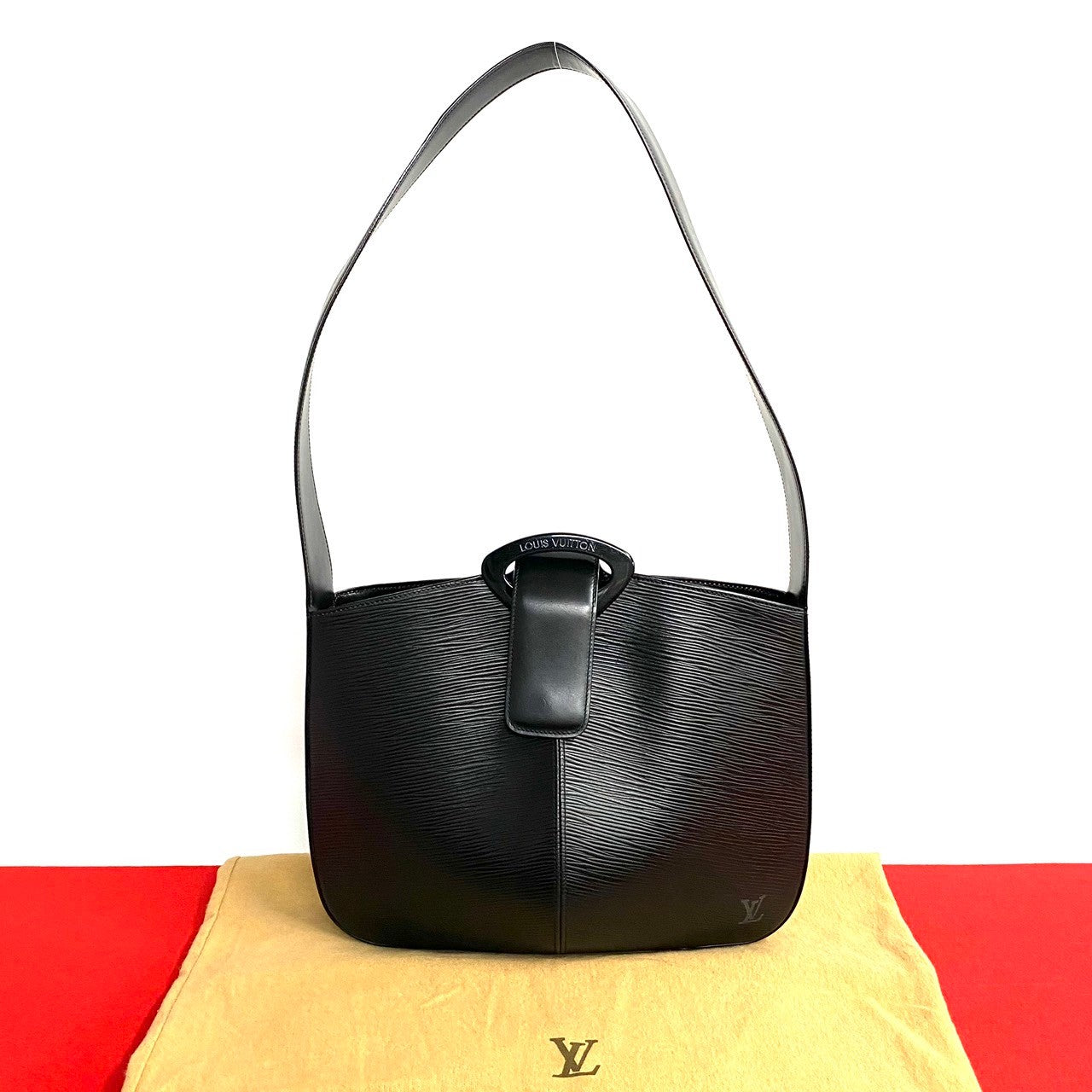 Louis Vuitton Epi Leather Shoulder Bag Black