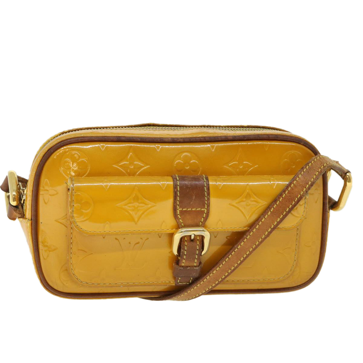 LOUIS VUITTON Monogram Vernis Christy MM Shoulder Bag Jaune M91108 LV 54528