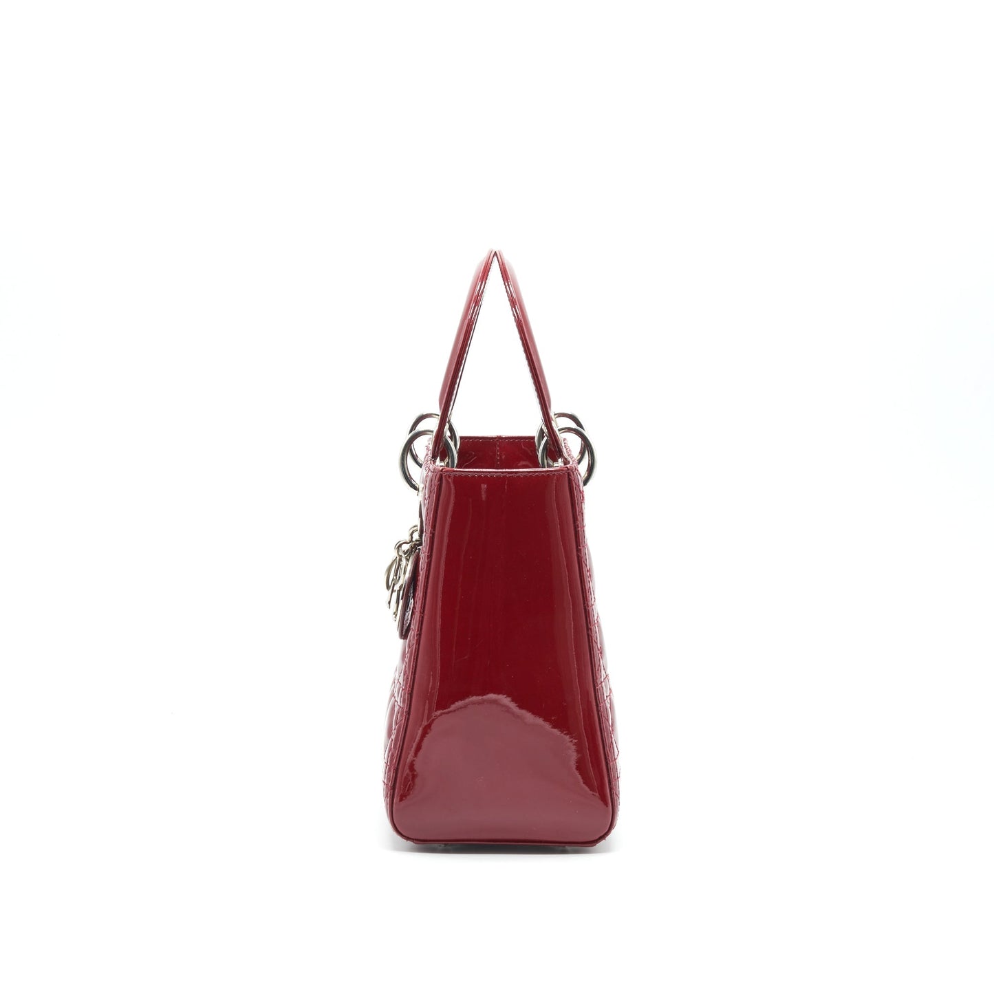 CHRISTIAN Luxury Dior MEDIUM LADY Luxury Dior RED PATENT LEATHER BAG SHW