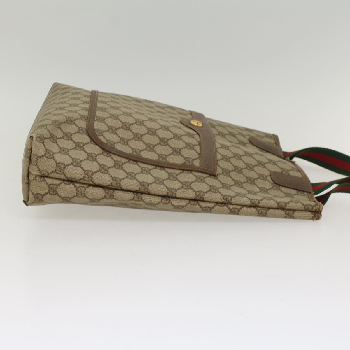 Luxury Gucci GG Supreme Web Sherry Line Tote Bag Beige Red 002 58 6487 9411  54557