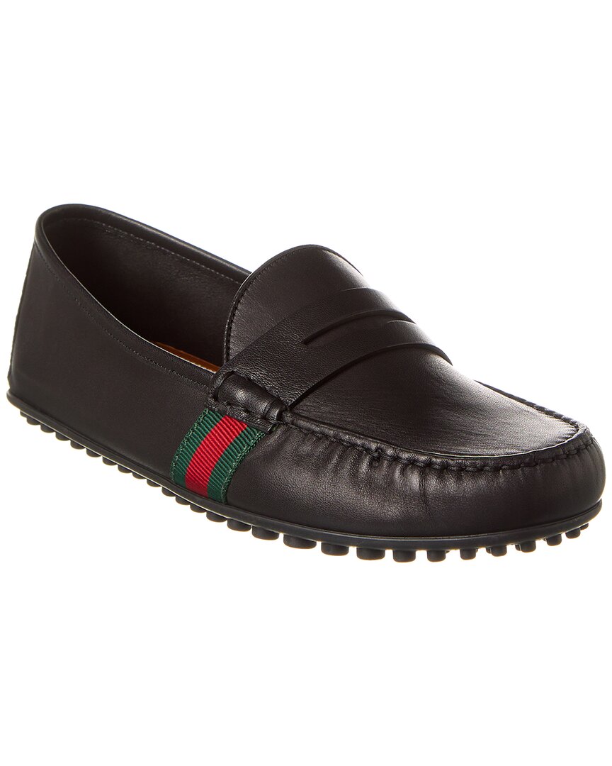 Luxury Gucci Trending 2025 Web Leather Driver