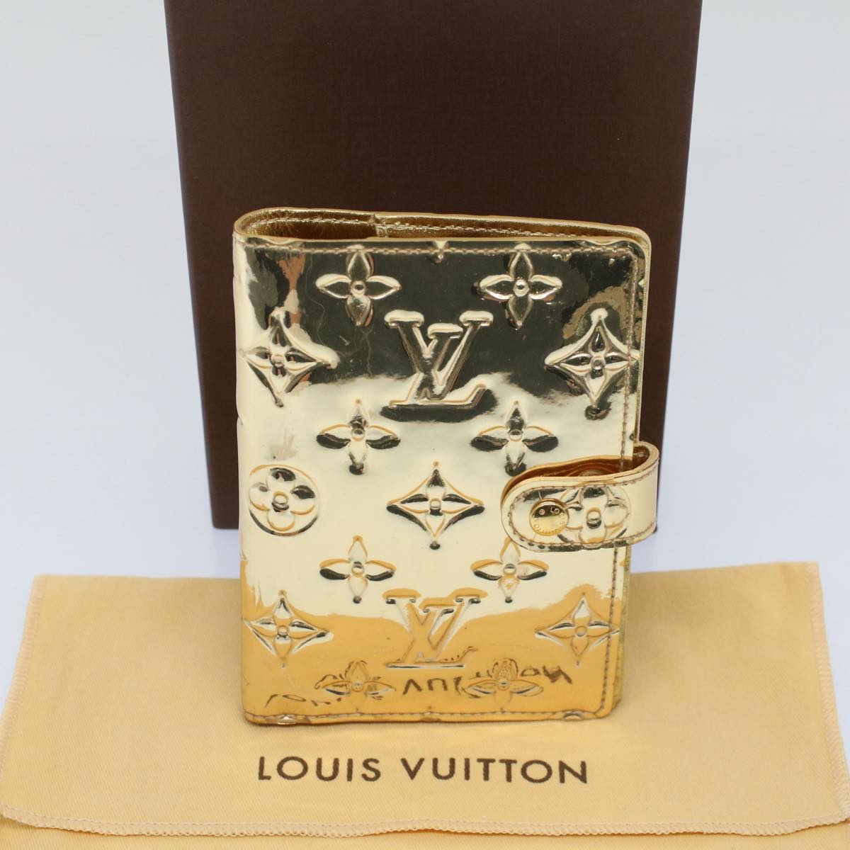 LOUIS VUITTON Monogram Miroir Agenda PM Day Planner Cover Gold R20962 54599