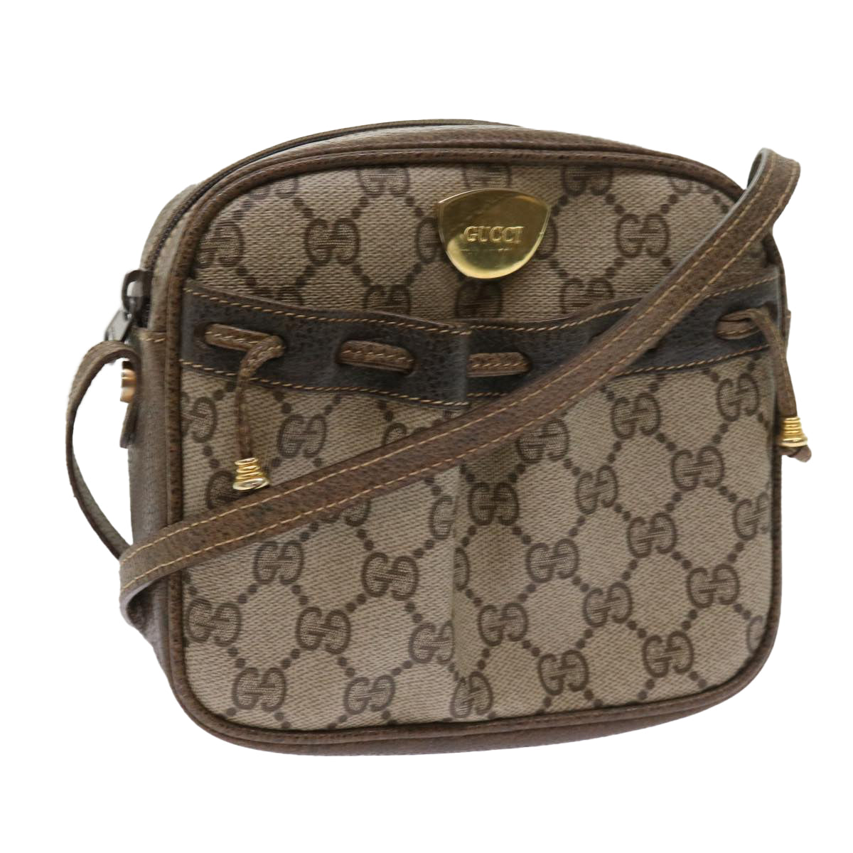 Luxury Gucci GG Supreme Shoulder Bag PVC Leather Beige  54691