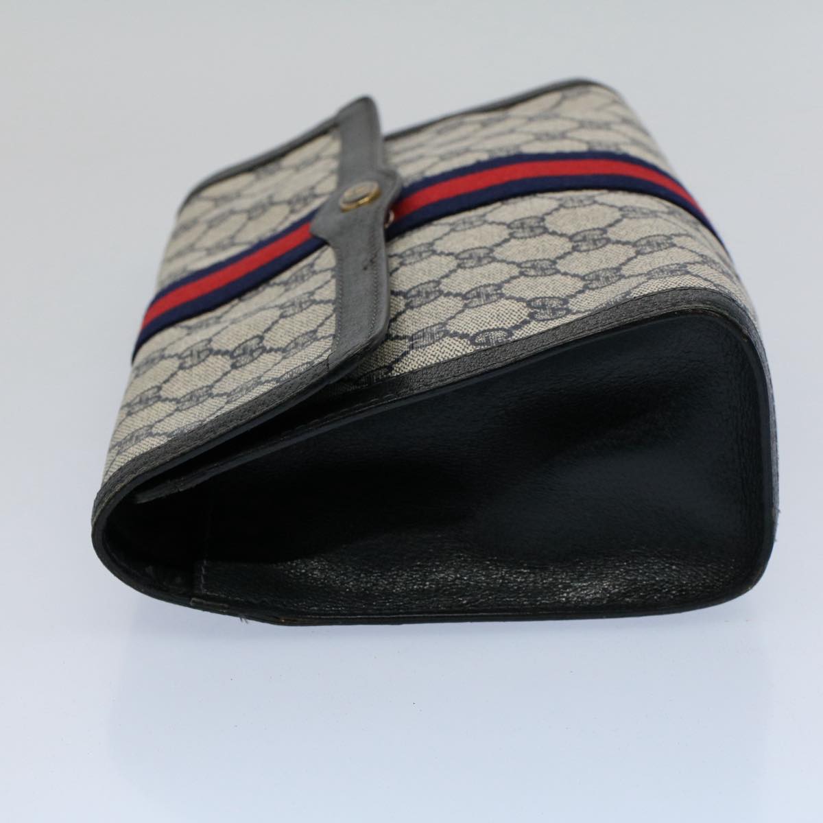 Luxury Gucci GG Canvas Sherry Line Clutch Bag Gray Red Navy 41 014 3087 30  54692