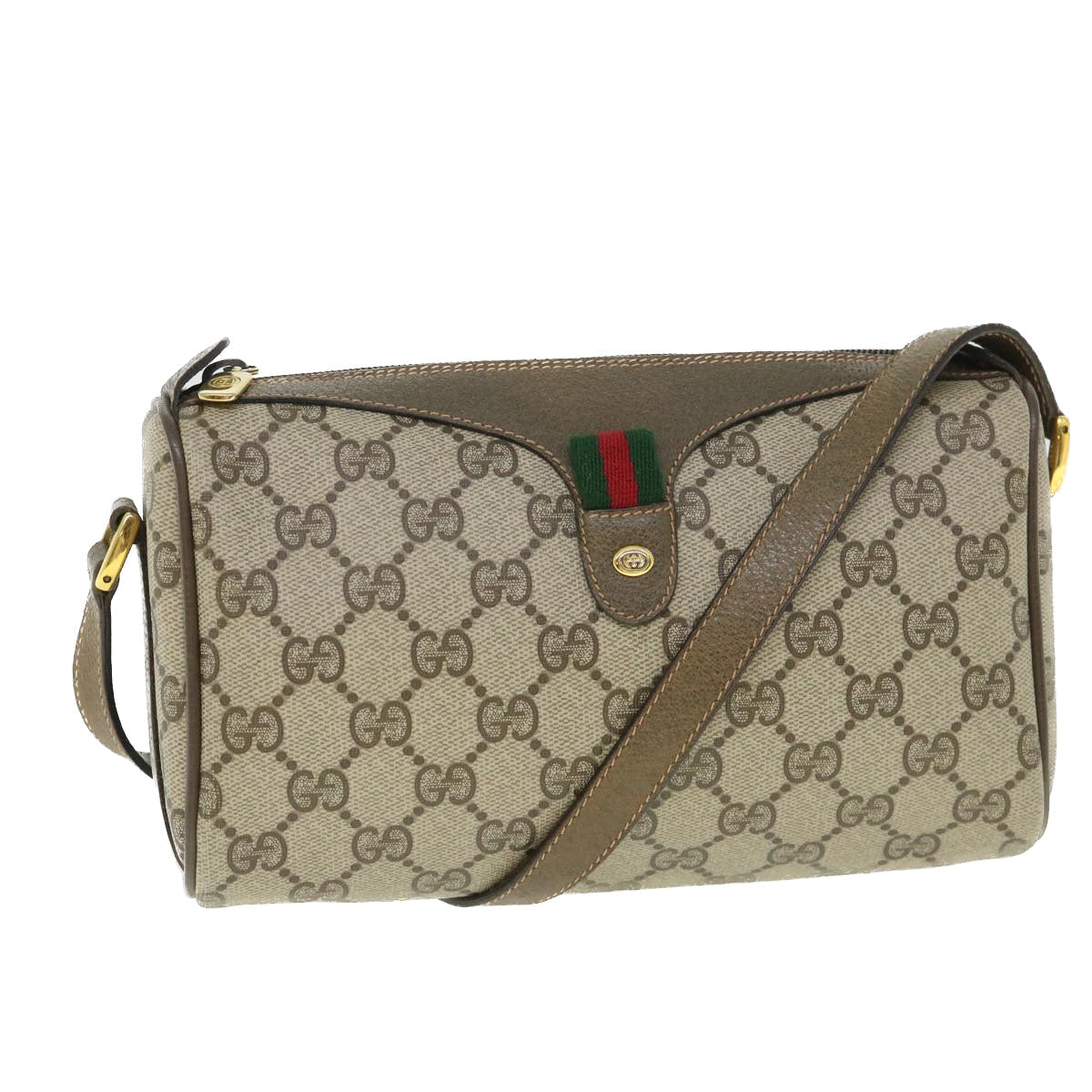 Luxury Gucci GG Supreme Web Sherry Line Shoulder Bag Beige Red 89 02 018  54694