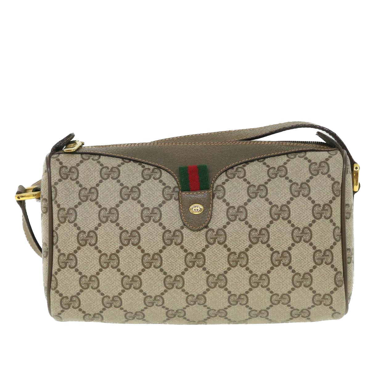 Luxury Gucci GG Supreme Web Sherry Line Shoulder Bag Beige Red 89 02 018  54694