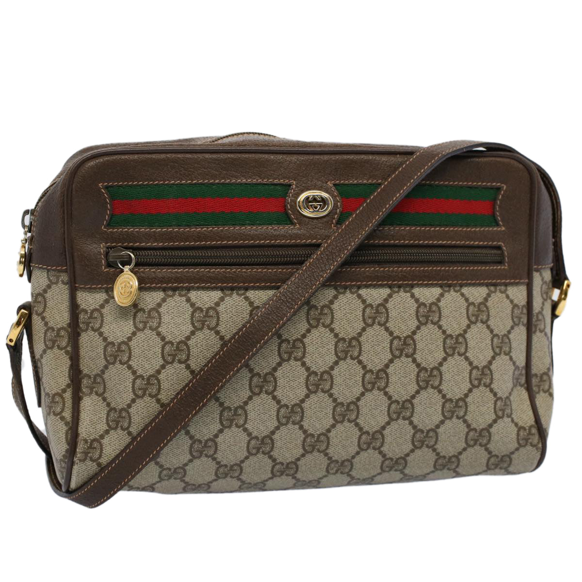 Luxury Gucci GG Supreme Web Sherry Line Shoulder Bag Beige Red 119 02 088  54697
