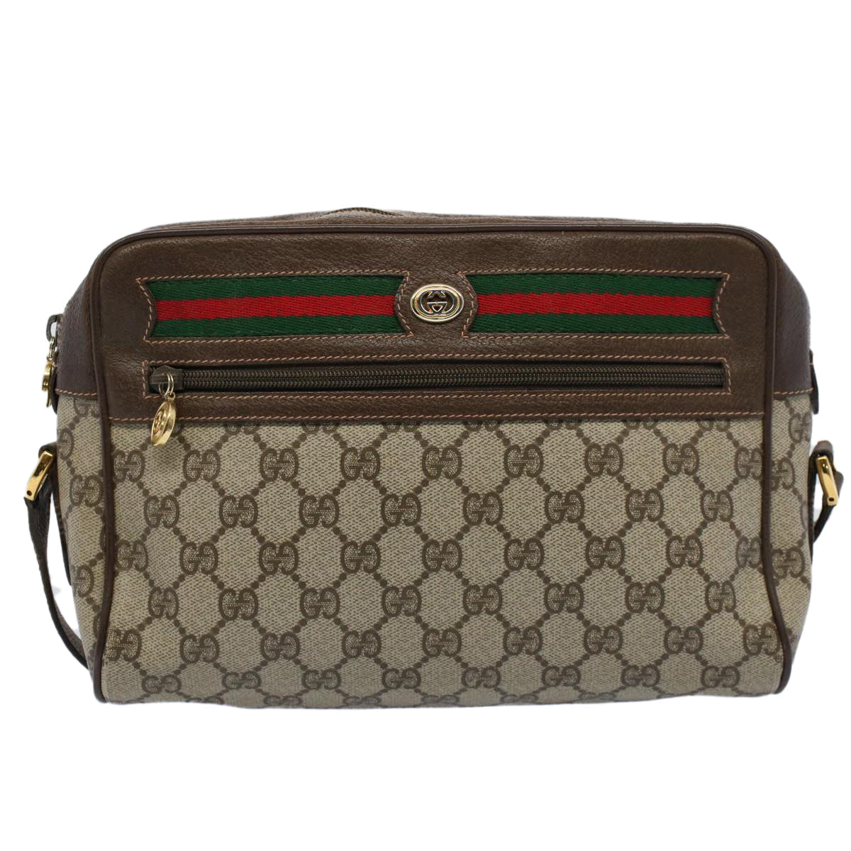 Luxury Gucci GG Supreme Web Sherry Line Shoulder Bag Beige Red 119 02 088  54697