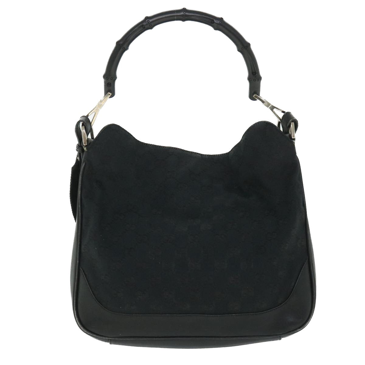 Luxury Gucci GG Canvas Sherry Line Bamboo Hand Bag 2way Black White 001 4095  54699