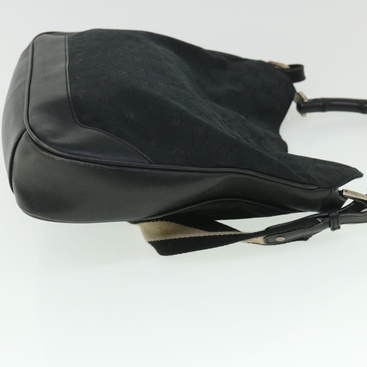 Luxury Gucci GG Canvas Sherry Line Bamboo Hand Bag 2way Black White 001 4095  54699