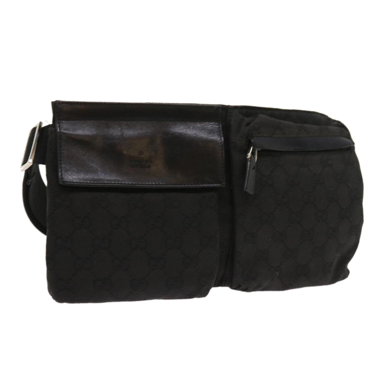 Luxury Gucci GG Canvas Waist bag Leather Black 0181621  54701