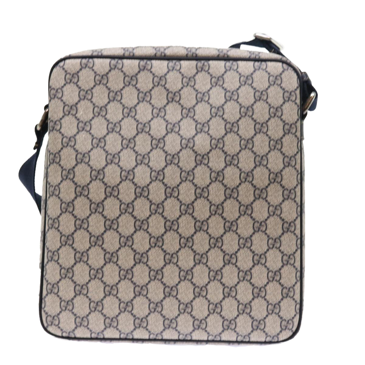 Luxury Gucci GG Supreme Shoulder Bag PVC Leather Gray Navy 201448  54703