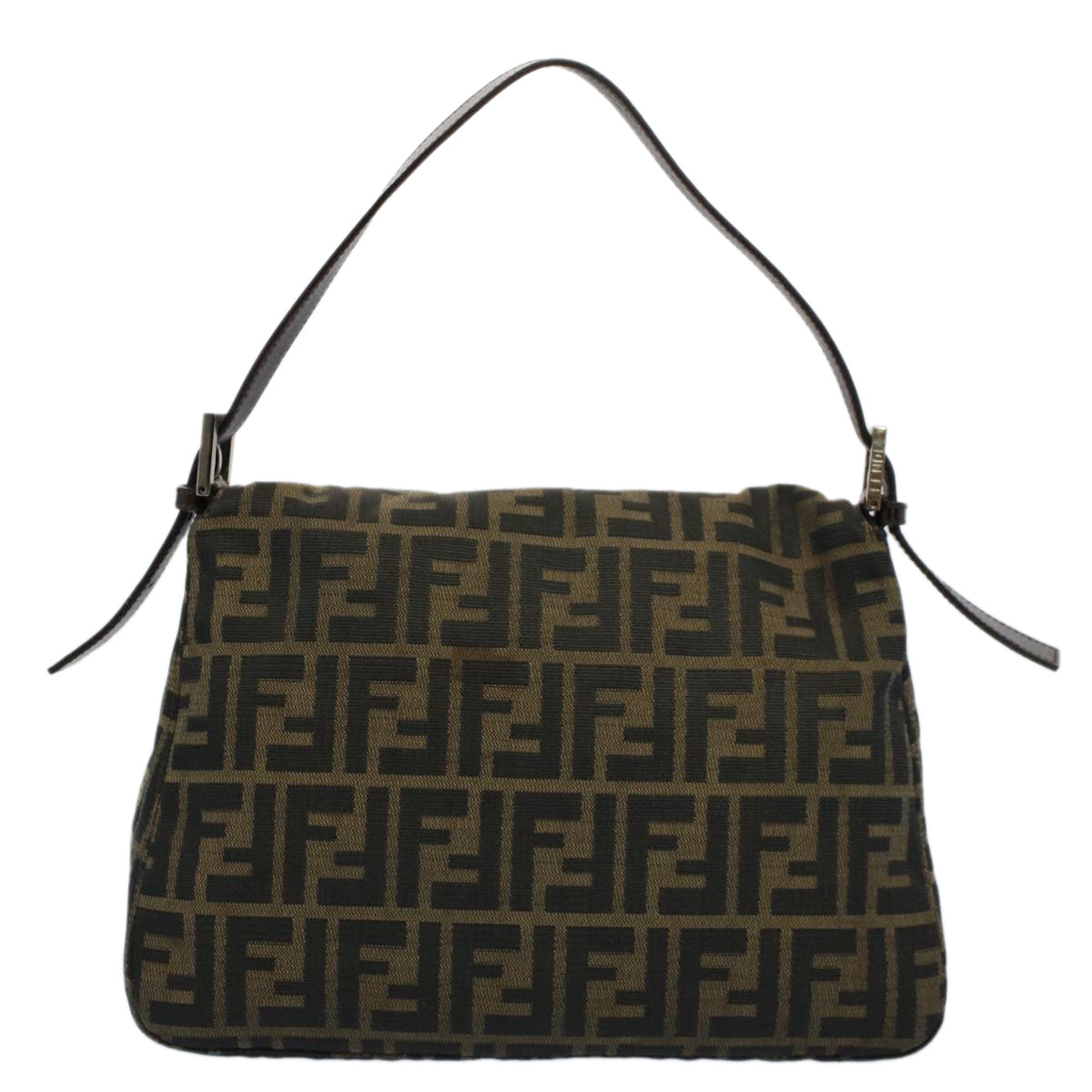 Luxury FendiZucca Canvas Mamma Baguette Shoulder Bag Black Brown54707