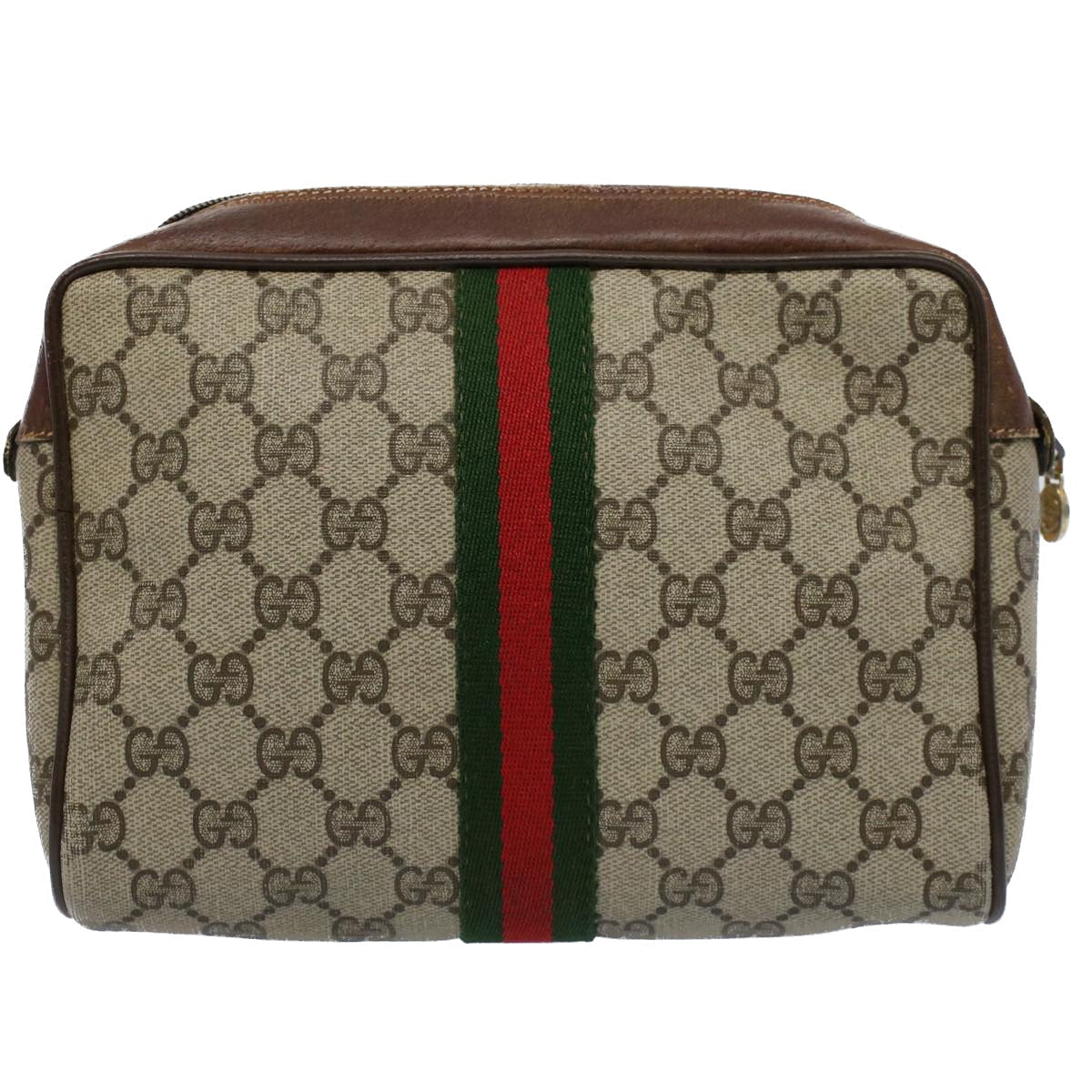 Luxury Gucci GG Canvas Web Sherry Line Clutch Bag Beige Red Green 84 01 012  54726