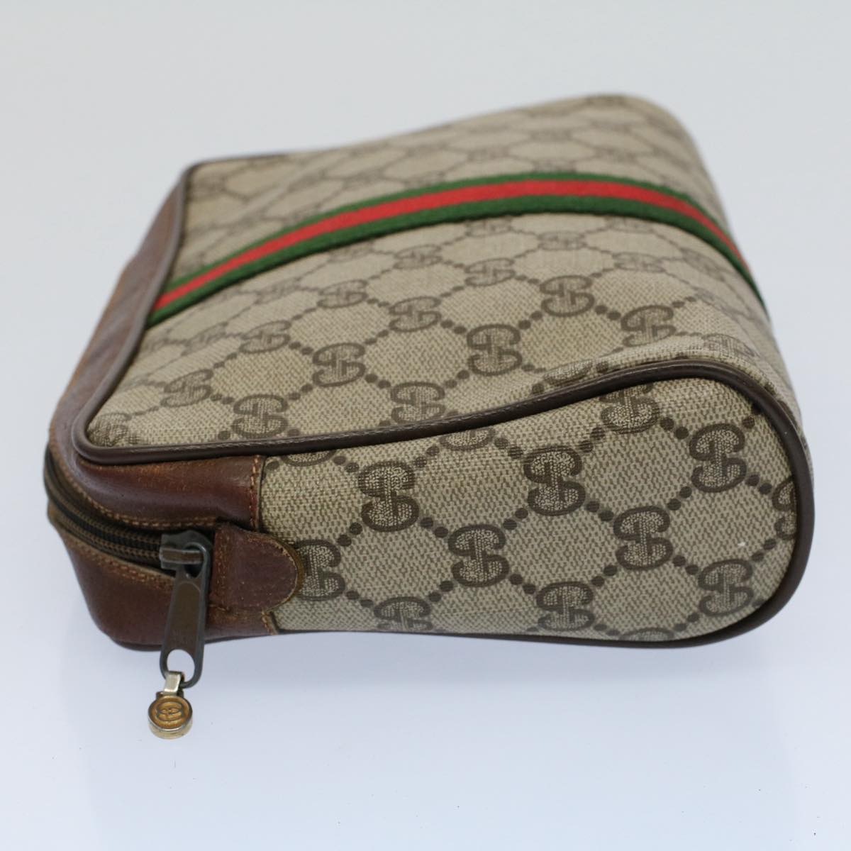 Luxury Gucci GG Canvas Web Sherry Line Clutch Bag Beige Red Green 84 01 012  54726